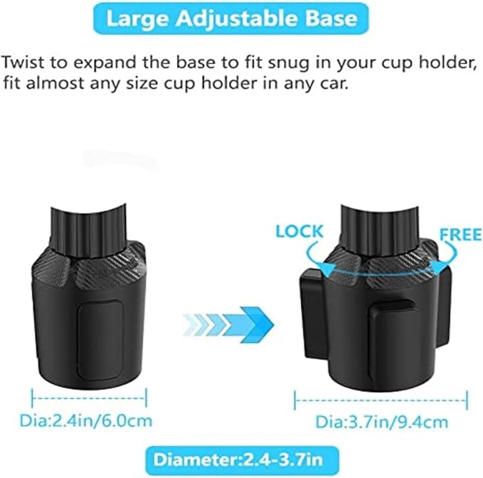 Larger Cup Holder Tray, 10 inch Car Food Tray for Eating, Detachable 3 in 1 Car Cup Holder Expander and 360° Rotating Car Cup Holder Tray Table with Phone Holder, Road Trip Essentials