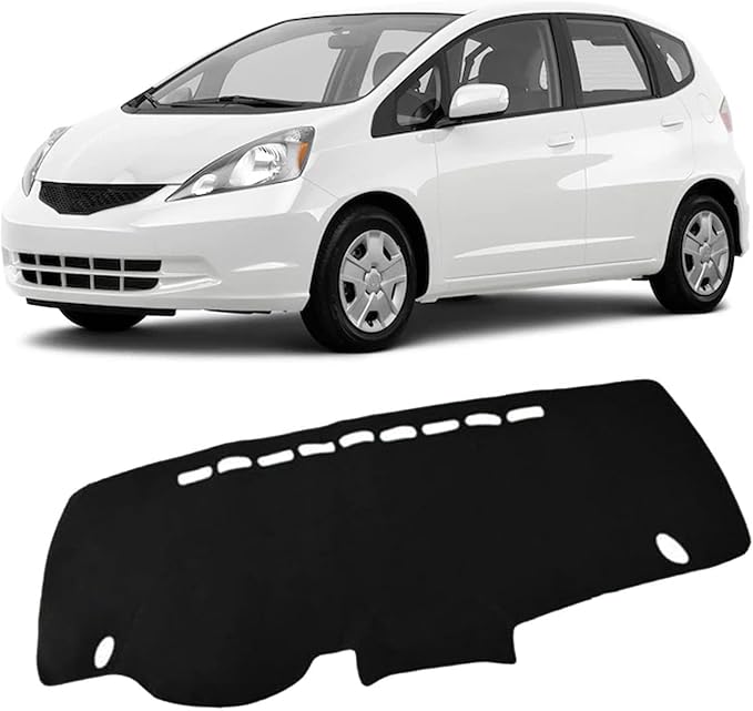 Upgraded Dash Mat for 2007-2013 Honda Fit Polyester Dashboard UV Protection Non-Slip Windshield Reflective Instrument Cover Interior Accessory Black