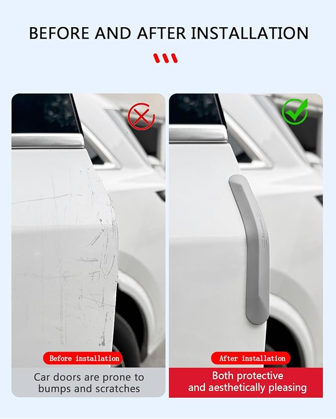 muekzu Silicone Car Door Edge Guard Trim Molding Crash Scratch Protector Scratch Guard for Car,Sedans,Truck,SUV 4PCS(Gray)