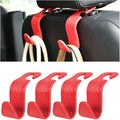 Car Back Seat Headrest Hooks, 4PCS Vehicle Backseat Storage Organizer Hanger, Multifunctional Auto Headrest Hidden Hook Universal for Handbag Purse Backpacks Bags(Carbon Fiber Red)