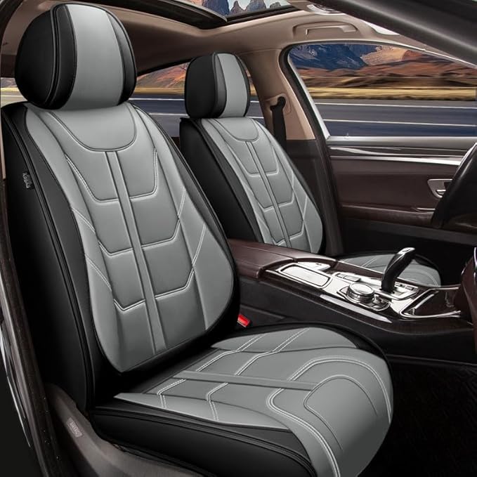 TTX LIGHTING Car Seat Covers fit for Cadillac XTS 2013-2018 - Waterproof Leather Automotive Seat Protectors Full Set (5 Seats, Gray)