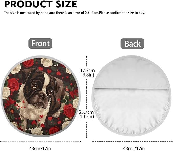 17x17 inch Steering Wheel Sun Shade Retro Pug Dog Love Pattern Universal Block UV Rays Car Rudder Visor Steering Wheels Accessories Universal Fit Car SUV Truck Van