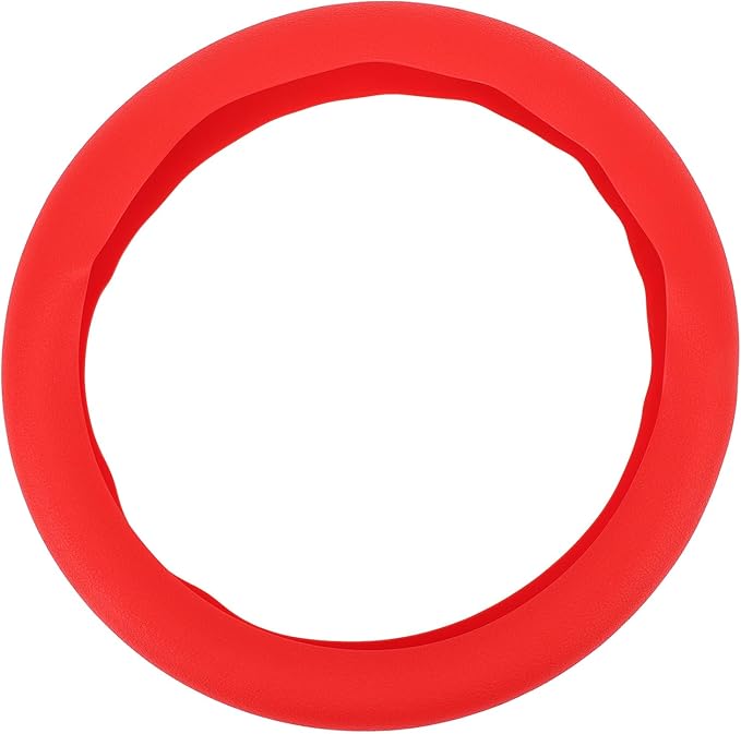 Silicone Steering Wheel Cover, Antislip Design, Sweatproof Protector for Cars, Fits Most Standard Sizes (Red)