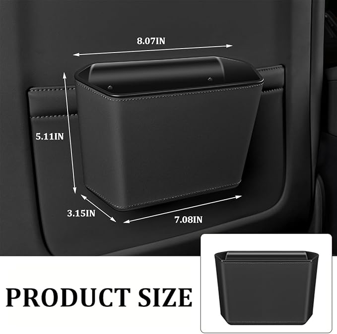 Car Trash Can, Small Waterproof Vehicle Trash Bin Garbage Container for Door Backseat, Multi-Purpose Automotive Interior Trash Bag Storage Organizer, Universal for Most Vehicles (Black)