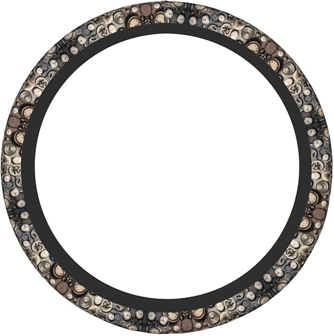 Neoprene Steering Wheel Cover Wall Clock Alarm Clock Seconds Car Steering Wheel Cover Universal Fit for Most Cars