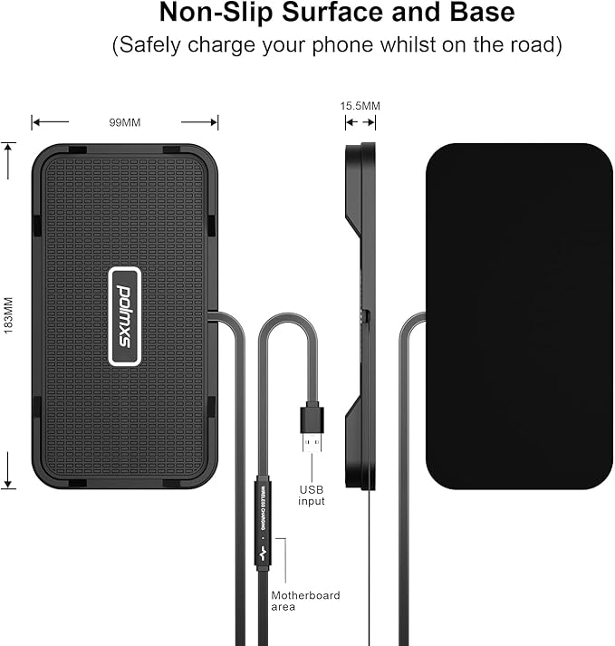 Wireless Charger Car Charging pad,Polmxs 15W Fast Wireless Phone Charger Cell Phone Cordless Charging mat Compatible with iPhone 11/12/12/14/15 Galaxy S21/S22/S23/24 (C12Y)