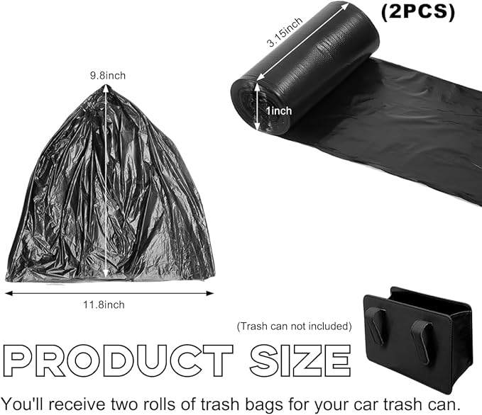 Foldable Waterproof Leather Car Garbage Organizer Holder, Automotive Mini Dustbin Container with One Roll Trash Bag, Universal Interior Car Accessories (Trash Bag)
