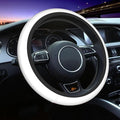 Elastic Stretch Steering Wheel Cover,Warm in Winter and Cool in Summer, Car Universal 15 inch, Microfiber Breathable Ice Silk, Anti-Slip, Odorless, Easy Carry,White