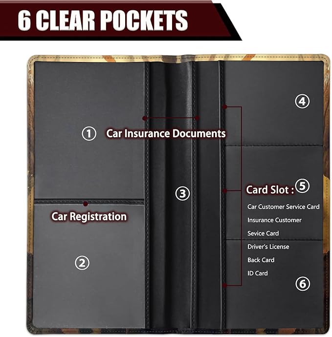 Yuxcfhjfe Car Registration and Insurance Holder, PU Leather Auto Document Holder for Men&Women, Vehicle Glove Box Compartment Organizer with Magnetic Shut for Driver's License, Hedgehog Pattern