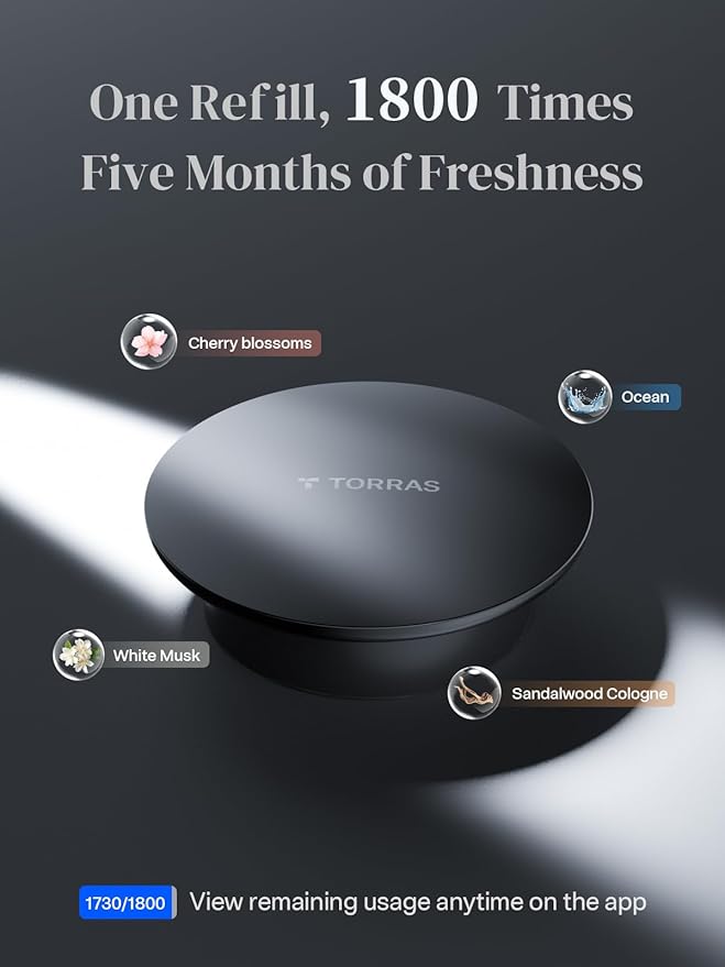 TORRAS Smart Car Air Fresheners, The First APP Control Car Freshener, Premium Scenic Fragrance, Auto ON/OFF, Cherry Blossom & White Musk, 2 Packs Lasts for 5 months, CF20 Pro Automotive Diffuser