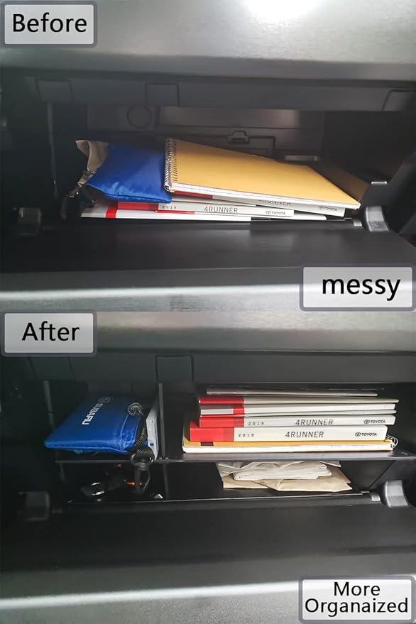 EDBETOS Glove Box Dividers Organizer Compatible with Toyota 4Runner Accessories 2010-2023 2024/ Lexus GX 460 (2010-2023) Insert Box ABS Secondary Storage