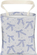Cute Car Trash Can, Hanging Canvas Car Back Seat Organizer and Storage Bag, Funny Car Trash Bag for Travelling, Outdoor Cute Blue Bow Star