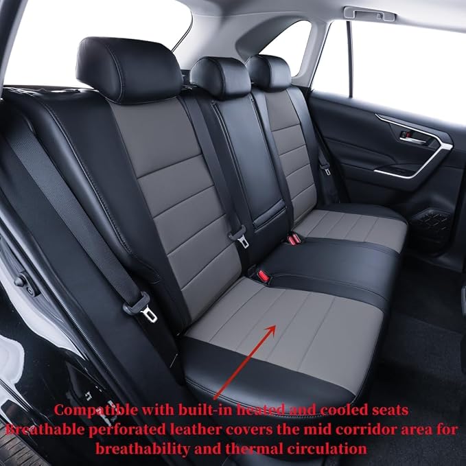 coverdream Corolla Cross Leather Seat Covers Custom Fit for 2023-2026 Toyota Corolla Cross Hybrid S,SE,XSE,Nightshade SUV,Fully Covered,Luxury Waterproof Car Seat Protector(Full Set,Black/Gray)
