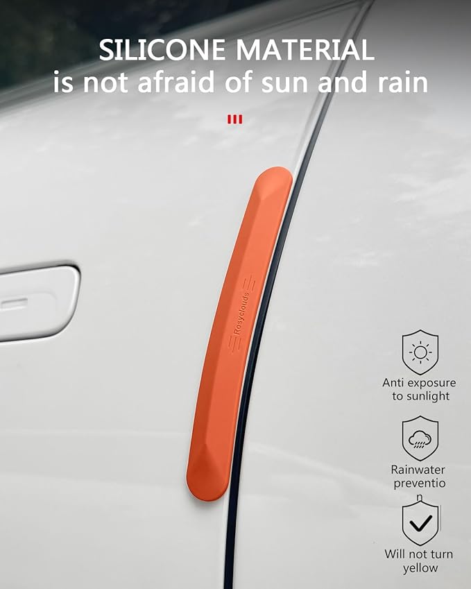 muekzu Silicone Car Door Edge Guard Trim Molding Crash Scratch Protector Scratch Guard for Car,Sedans,Truck,SUV 4PCS (Orange)