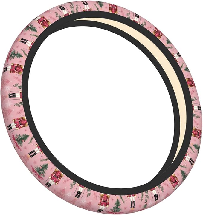 Nutcracker Christmas Xmas Flower Neoprene Steering Wheel Covers Women Men Car Accessories, Universal 15 Inch Fit Auto, Suvs, Truck
