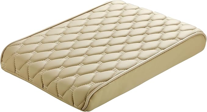 WOODHAWK Car Center Console Cushion Pad Memory FoamArmrest Cover for Universal Cars Arm Rest Seat Box Protector (Beige)