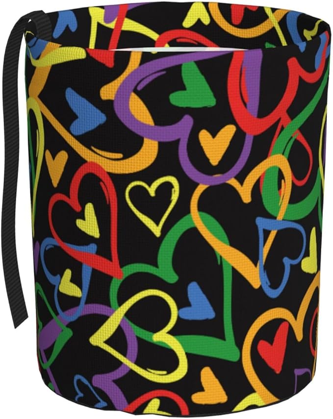 OEDTF Heart Car Trash Can,Car Accessories Waterproof Car Organizer Foldable Portable Trash Bin Can Be Hung on The Back Seat Garbage Can for Various Cars