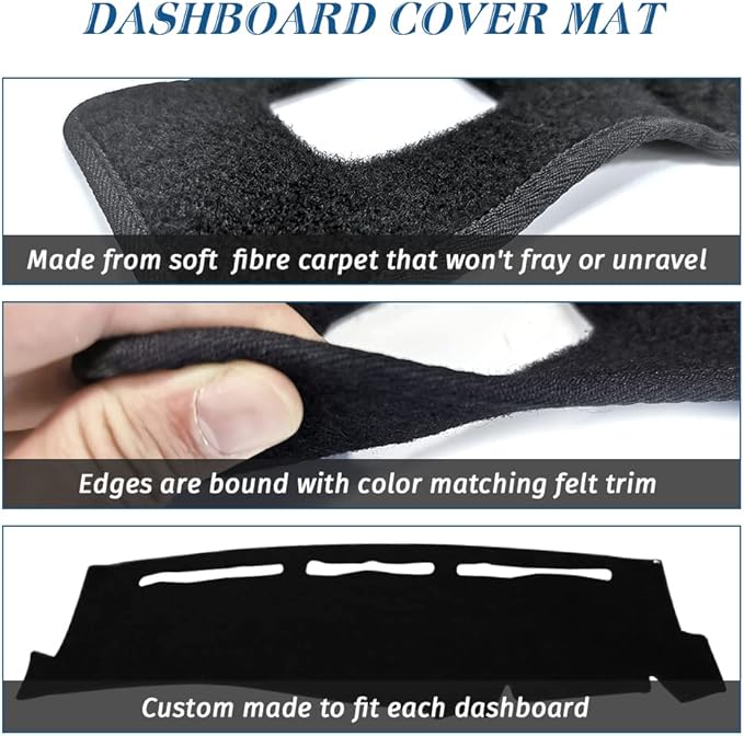 Dashboard Cover Mat Compatible with 1999-2006 Chevy Silverado/GMC Sierra,2000-2006 GMC Yukon XL/Chevy Tahoe Suburban Avalanche Dash Cover Mat Carpet Premium,Black