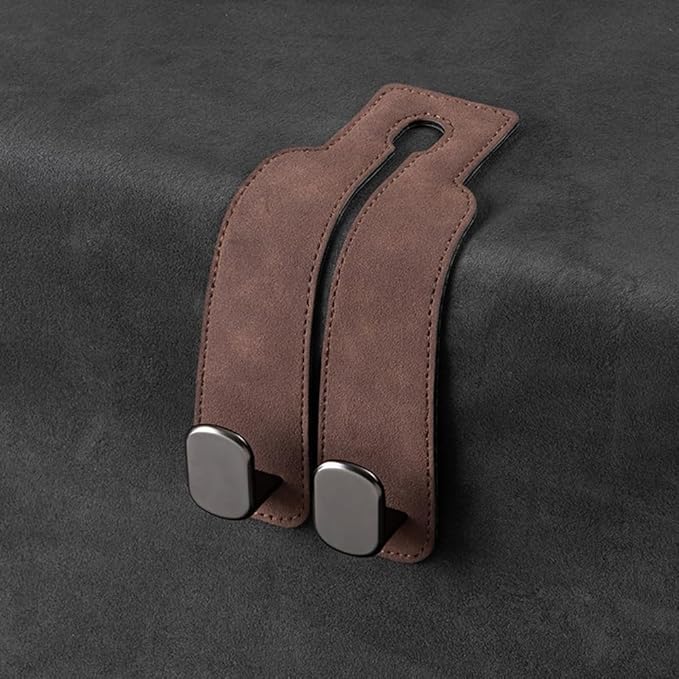 Leather Car Hooks, Car Back Seat Hooks, Car Headrest Hooks Universal for Bag Hooks, Ideal for Back Seat Storage﻿ (1pack-brown)