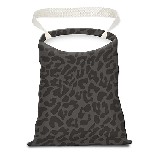 APVDSH Cute Canvas Car Garbage Bag, Black Leopard Print, Car Trash Bin, Seat Back Hanging, 5L