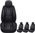 Pengchen Auto Front Seat Covers Fit for Honda Crosstour 2012-2015, 3D Front Split Bench Protection Compatible with Side Airbag Black & Black Line