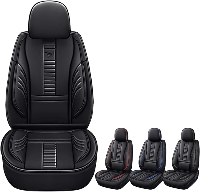 Pengchen Auto Front Seat Covers Fit for Audi A7 2013-2025, 3D Front Split Bench Protection Compatible with Side Airbag (Black & Black Line)
