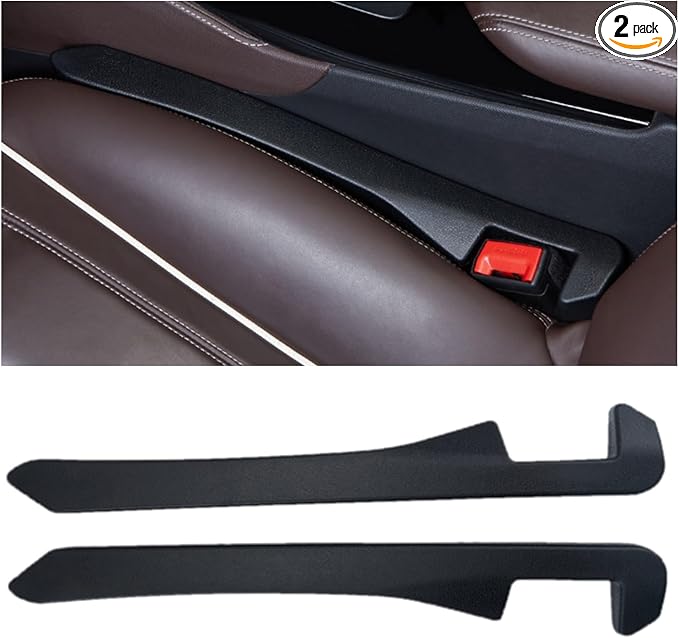 Berylins Car Seat Gap Filler Universal Fit Orgaziner for Car, SUV, Truck to Fill The Gap Between Side Seat and Console Stop Cellphone, Wallet, Keys, Coins from Dropping, 2 Pack (Black)
