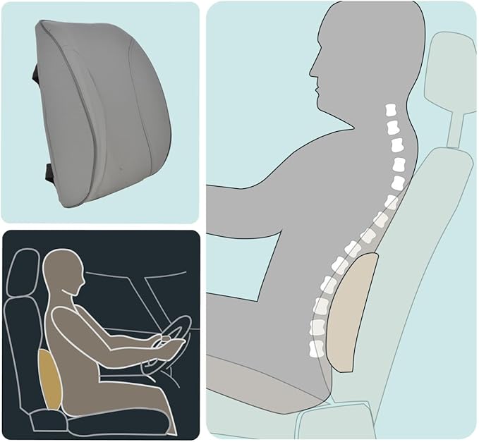 BDK BS-300-GR Durable Foam Lumbar Support 3D Balanced Firmness Cushion-Lower Back Pain Relief-Best for Office Chair, Car Seat, Recliner, Gray