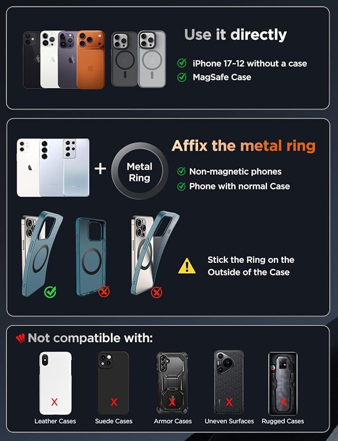 MSXTTLY Car Phone Holder 360° Adjustable Tesla Magnetic Phone Mount Foldable Car Mount 2026 Zinc-Alloy Magsafe Phone Holders for Your Car for iPhone 17 Pro Max 16 15 14 13 12 Plus,Carbon Fiber