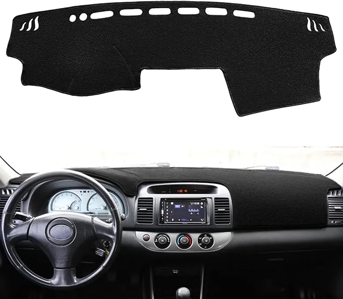 Dash Cover Mat Custom Fit for Toyota Camry 2002 2003 2004 2005 2006 with Cutout for Sensors and Dash Speakers, Dashboard Cover Pad Carpet (02-06 Black) J40