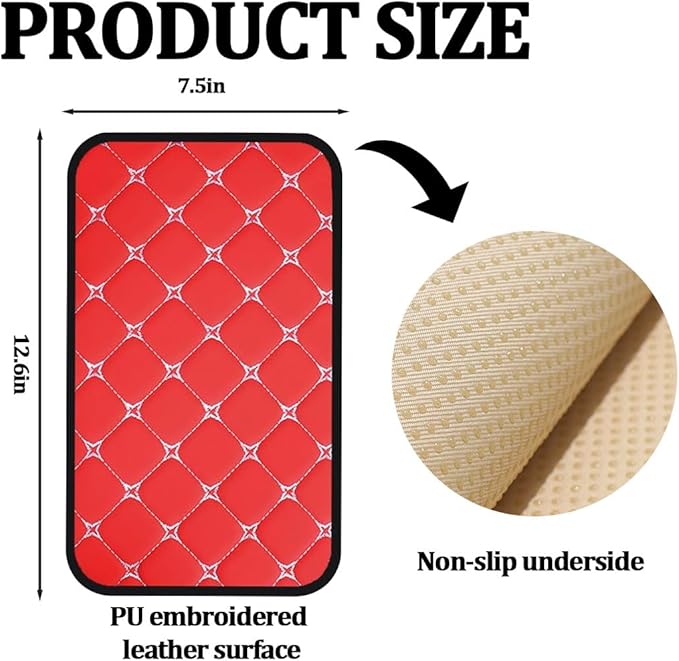 Car Center Console Cushion Pad, Comfortable PU Leather Vehicle Armrest Seat Box Cover, Waterproof Automotive Interior Arm Rest Protector Accessories, Universal Fit (Red)