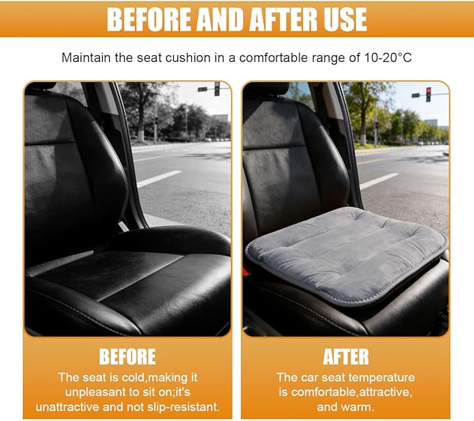 Car Seat Cushion, Breathable Soft Auto Front Seats Protector Pad for Comfortable Driving, Warm Vehicle Interior Driver Seat Non-Slip Decorative Accessory for Most Cars(Gray)
