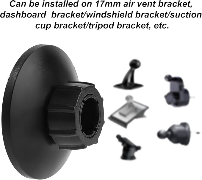 Magnetic Phone Mount Base, 0.67in/17mm Phone Holder Ball Head Socket for Car Dashboard Air Vent Windshield Compatible with iPhone 16 15 14 13 12