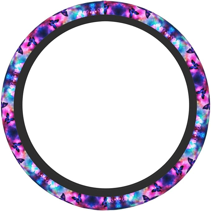 Butterflies Galaxy Universal Fit Steering Wheel Cover for Car, Truck, and SUV, Durable Steering Wheel Protection