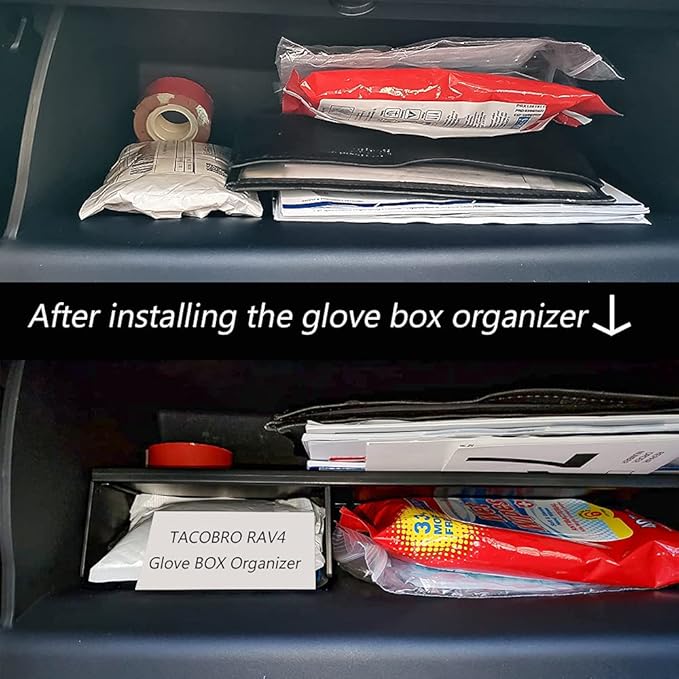 TACORBO Glove Box Organizer Compatible with RAV4 2025 2024 2023 2022 2021 2020 2019 Accessories, Insert Glove Compartment Dividers Black ABS Materials – Not for Large Glove Box Versions