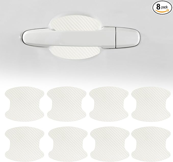 8PCS Car Door Handle Cup Scratch Protector, Car Door Handle Sticker, Scratch Auto Door Protective Film, Car Accessories Car Door Handle Protective Films Universal for Cars (White, 8PCS)