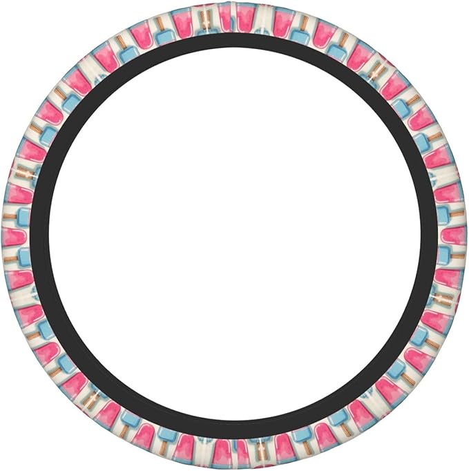 Ice-Pop Sicle Watercolors Car Steering Wheel Cover, 15 Inch Steering Wheel Cover Stylish Decor for Most Cars