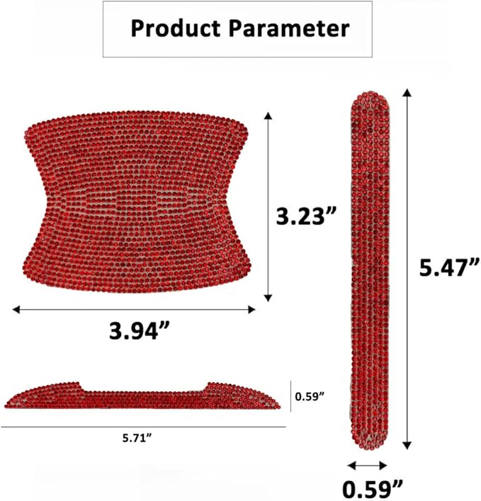 10PCS Bling Car Door Handle Reflective Trim Decals Stickers,Universal Rhinestone Door Side Rear View Mirror Scratch Resistant Protector Cover Car Accessories Red