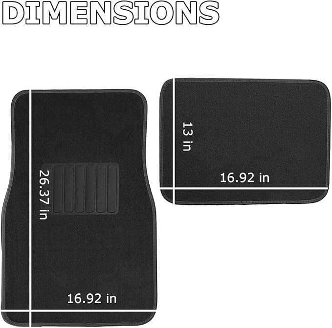 VaygWay Carpet Floor Mat for Car – Premium Quality 4 Piece Heavy Duty Set – Automotive Universal Fit Floor Mats for Cars, SUV, Truck w/Safety Heel Pad –Classic Black All Weather Rugs