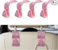 4PCS Bling Car Seat Headrest Hooks, Crystal Rhinestone Vehicle Back Seat Hanger Holder, Auto Interior Headrest Hanging Storage Organizer for Purse Handbag Coat, Universal Fit (Pink)