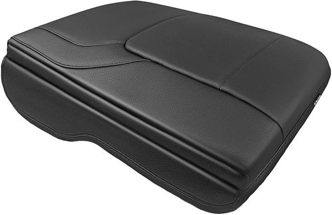 Muslogy Center Console Armrest Cover for Dodge Ram1500 2500 3500 2019-2025 Comfort Armrest Pad Arm Rest Cushion Vegan Leather Protector 1-Inch Extra Thick(Bucket Seat ONLY, NO Limited,Laramie)