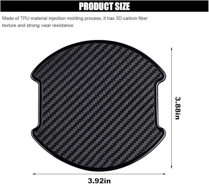 4PCS Car Door Handle Cup Scratch Protectors - TPU Carbon Fiber 3D Traceless Sticker, Paint Cover Guard Pad, Universal Protective Film for Most Cars (Large)