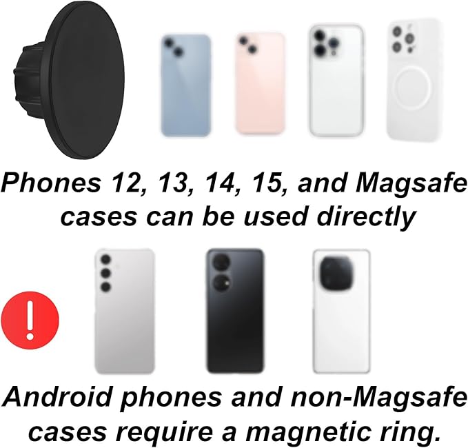 Magnetic Phone Mount Base, 0.67 Inch/17mm Phone Holder Ball Head Socket Accessories Compatible with iPhone 16 15 14 13 12 for Car Dashboard Air Vent Windshield Attachment