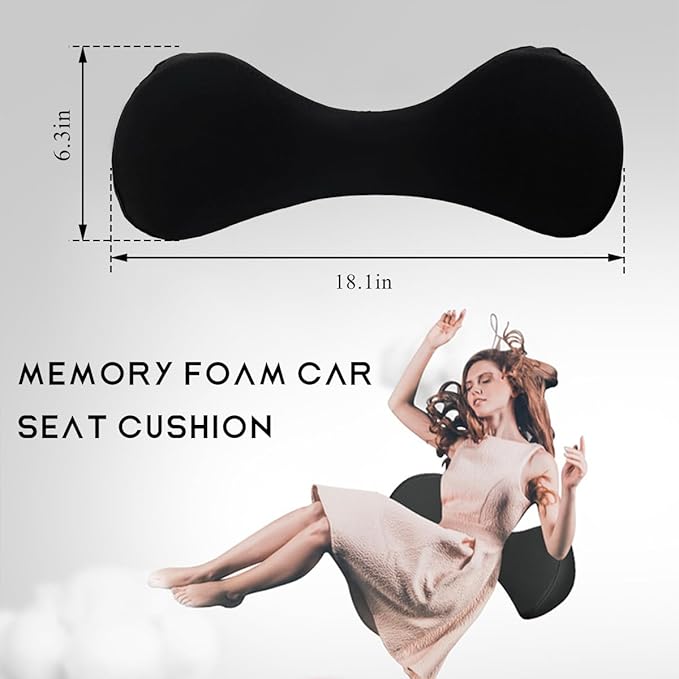 Car Seat Cushion for Driving, Memory Foam Lumbar Support Pillow for Sciatica & Lower Back Pain Relief, Ergonomic Comfort Driver Seat Cushion for Car Home Office Chair