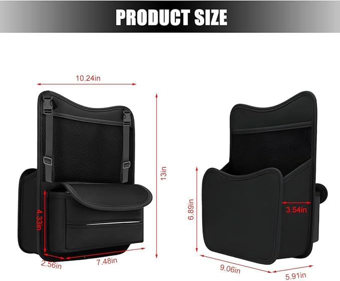 Car Organizer Storage Between Seats, Nappa Leather Large Capacity Vehicle Hanging Handbag Holder for Document Phone, Auto Interior Console Organizer Pocket, Universal Fit (Black)