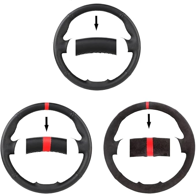 Custom Microfiber Leather Steering Wheel Cover fit for 1998-2005 206, 206 SW, 206 CC - Slip-On Design(A-Grey thread)