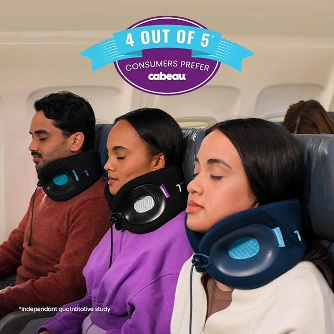 Cabeau Travel Essential Neck Pillow - Fits Most Neck Sizes (11-21 inches) - Evolution X Three Ways to Adjust for Ultimate Comfort on Long Flights (Turquoise)