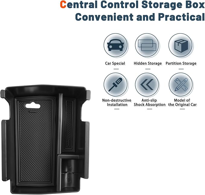 Ruiya 2022-2026 Jeep Compass Center Console Organizer for Jeep Compass Accessories ABS Material Middle Console Organizer Compatible with 2022-2026 Jeep Compass Interior Accessories