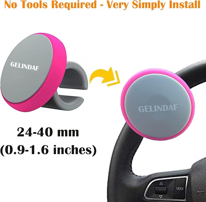 Steering Wheel Knob Pink, Women Car Suicide Knob Spinner Wheel, Non-Slip Driving Power Handle for Standard & Thick Steering Wheels Universal Fit for Car, Trucks, Forklift, Boat etc