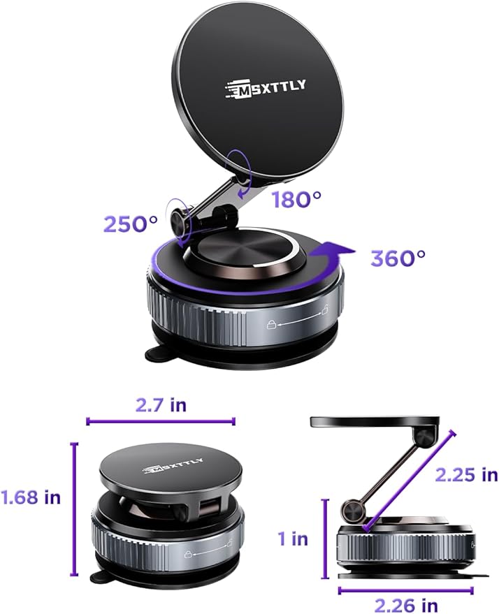 MSXTTLY Car Phone Holder Magnetic Phone Mount for Car 360°Adjustable 2026 Phone Holders for Your Car Travel Gifts Cell Phone Car Mount Compatible for iPhone 17 Pro Max 16 15 14 13 12 Air Plus